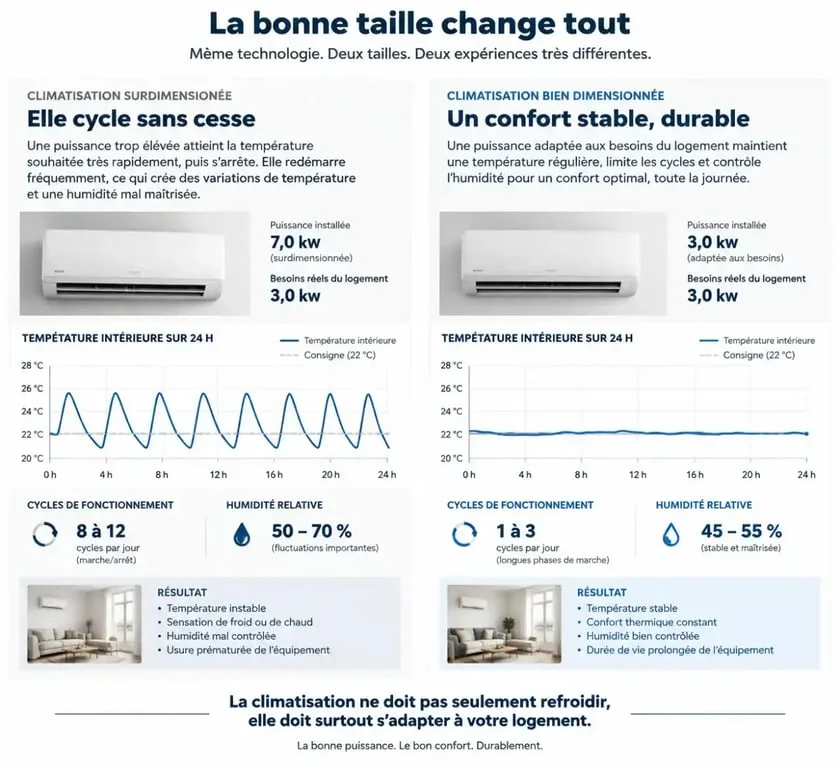 Schéma explicatif du dimensionnement d'une climatisation maison pour un confort optimal
